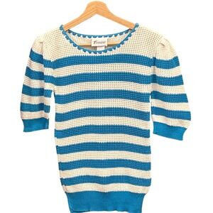 Vintage Teasers Striped Knit Top Nautical Coastal Grandmother